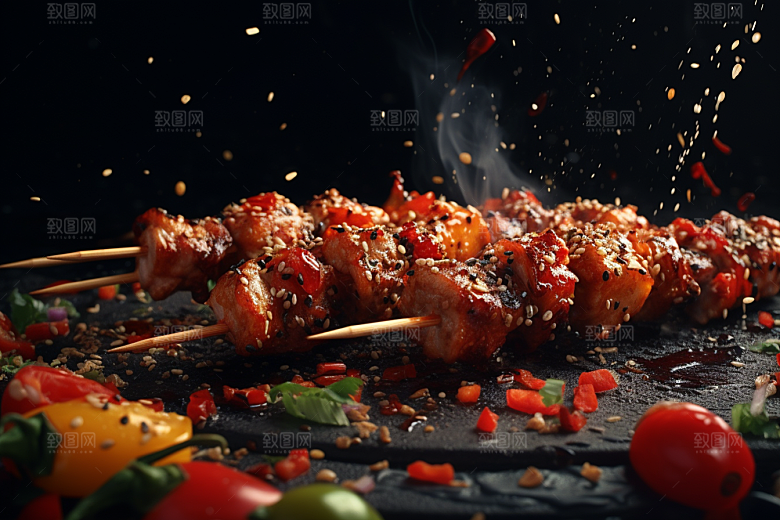 BBQ烧烤肉食聚会摄影图