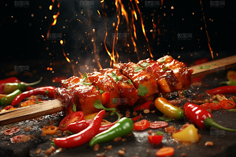 BBQ烧烤美食聚会摄影图