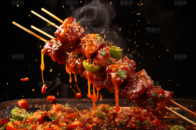 BBQ烧烤美食火热摄影图