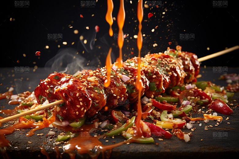 BBQ烧烤聚餐美食摄影图