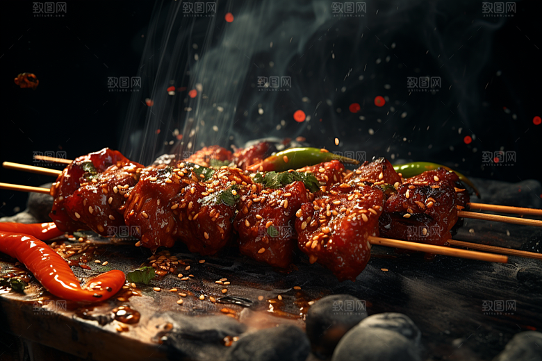 BBQ烧烤聚餐火热摄影图