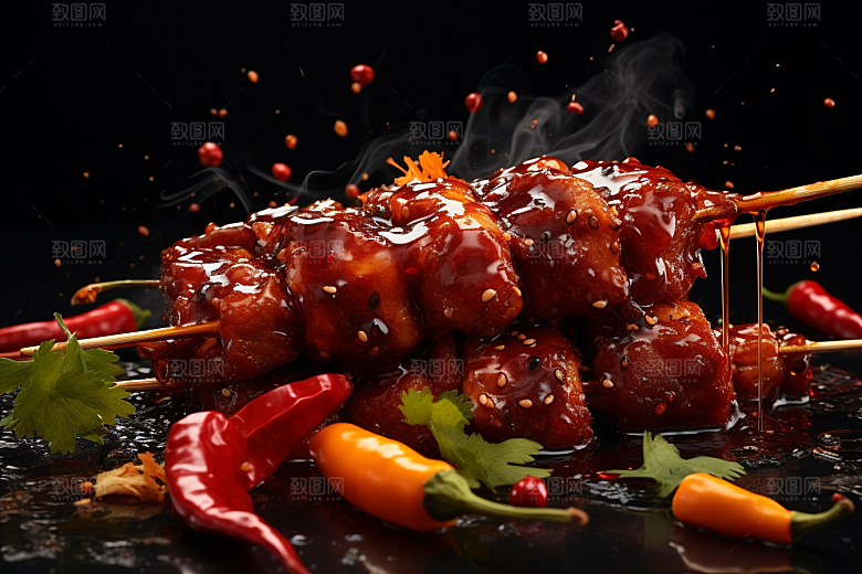 BBQ烧烤肉类聚餐摄影图
