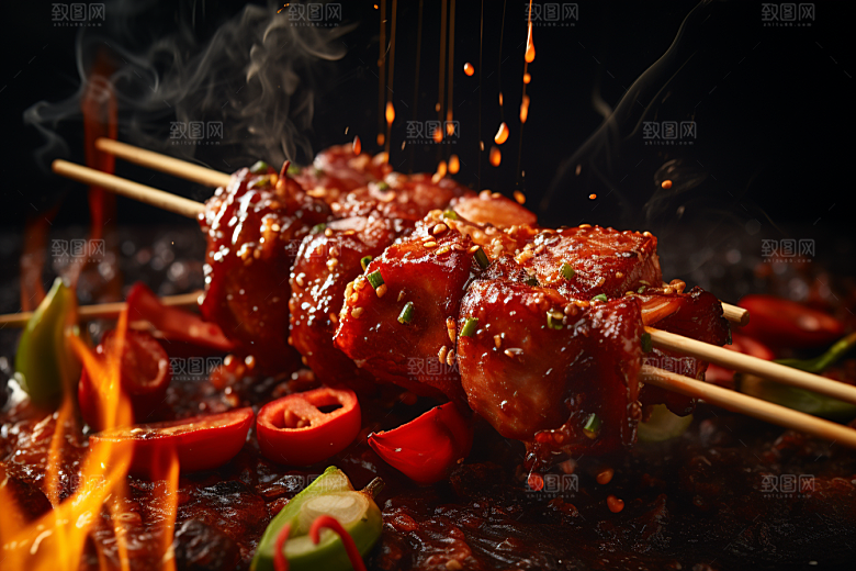 BBQ烧烤肉食聚会摄影图