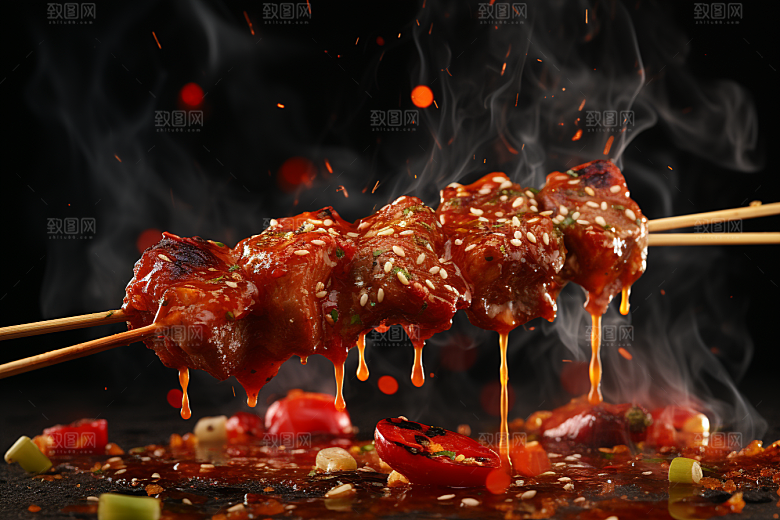 BBQ烧烤美食聚餐摄影图