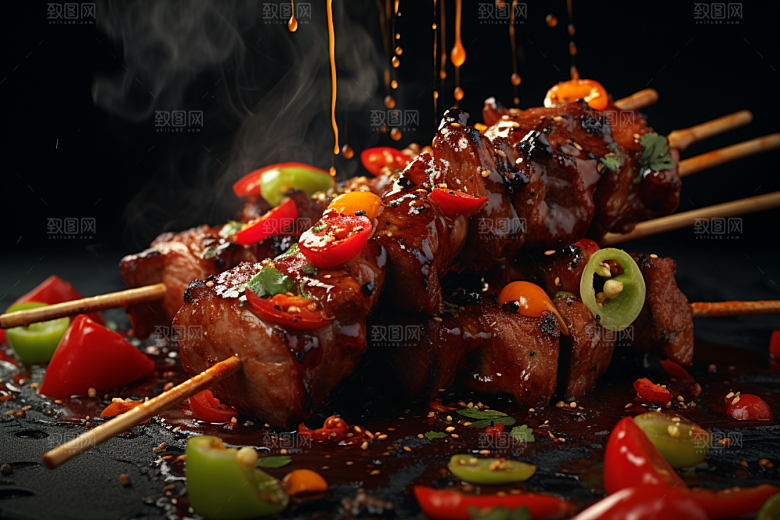 BBQ烧烤烤串高清摄影图