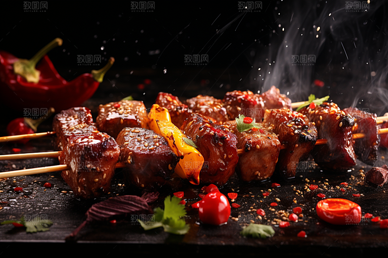 BBQ烧烤肉食聚会摄影图