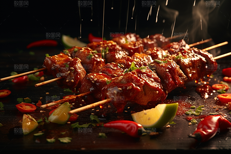 BBQ烧烤美食火辣摄影图