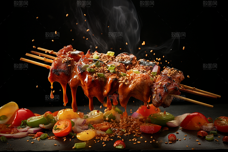BBQ烧烤火辣美味摄影图