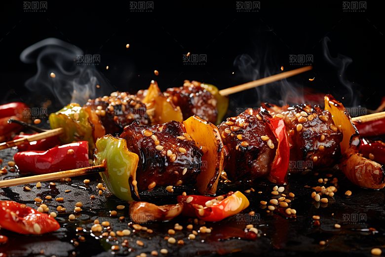 BBQ烧烤肉串聚会摄影图