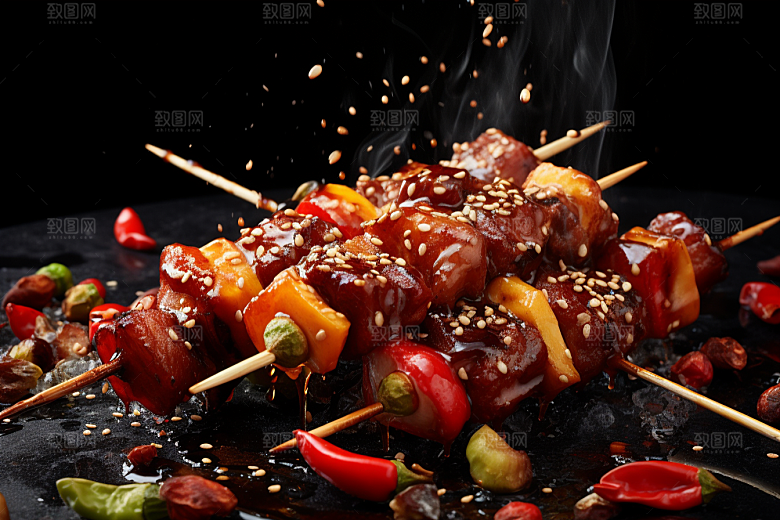 BBQ烧烤美味火辣摄影图