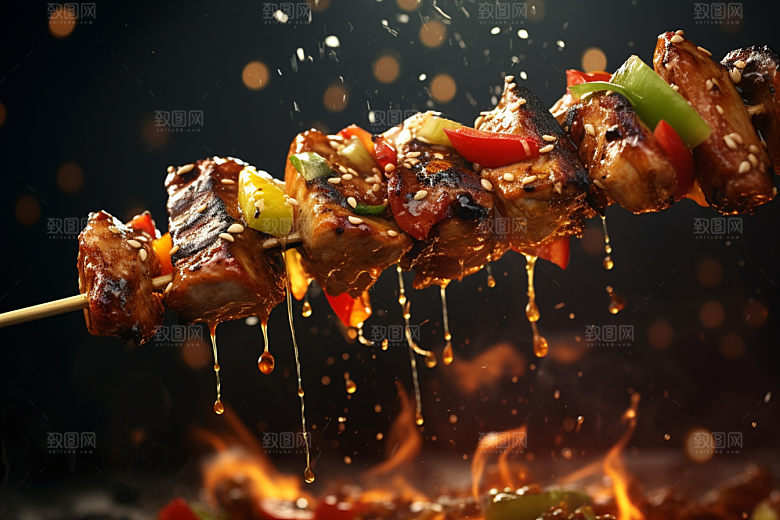 BBQ烧烤聚会美食摄影图