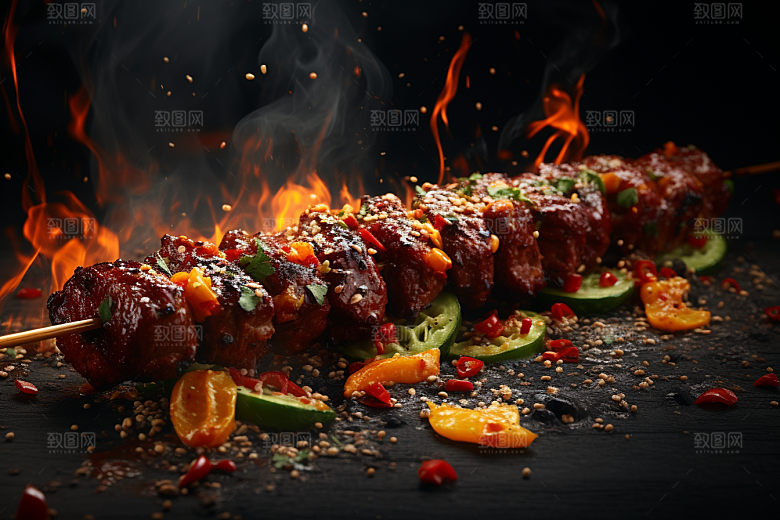 BBQ烧烤烤串聚会摄影图