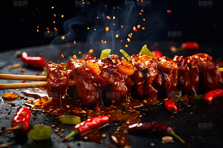 BBQ烧烤广告烤串摄影图