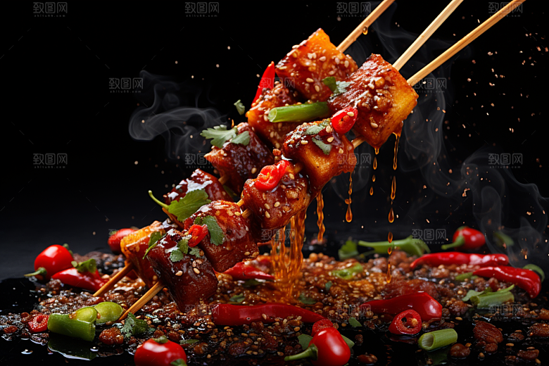 BBQ烧烤聚餐肉串摄影图