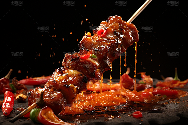 BBQ烧烤肉串美味摄影图