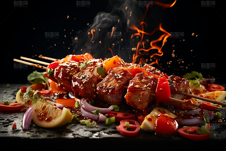 BBQ烧烤肉食广告摄影图