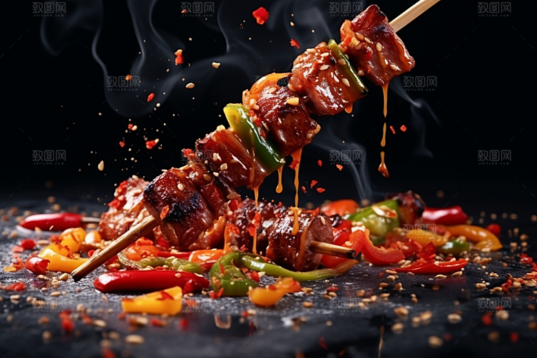 BBQ烧烤肉食聚餐摄影图