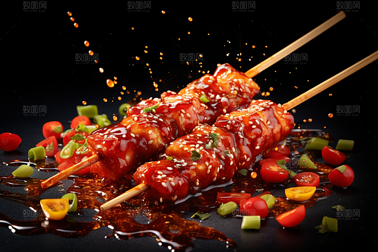 BBQ烧烤火热肉食摄影图