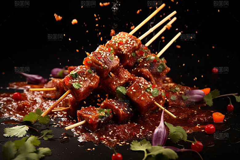 BBQ烧烤火辣美食摄影图