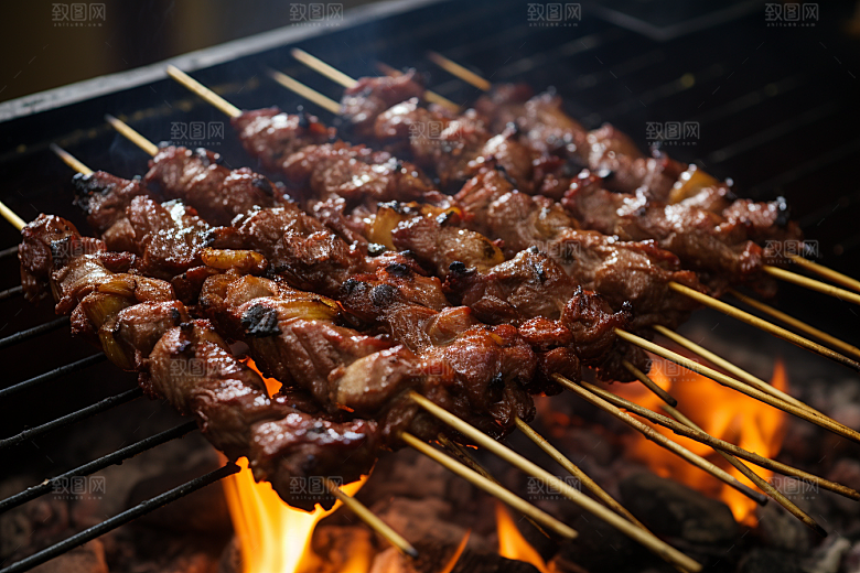 BBQ烧烤美食聚餐摄影图
