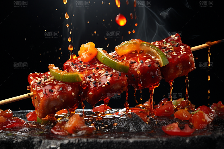 BBQ烧烤肉食美味摄影图