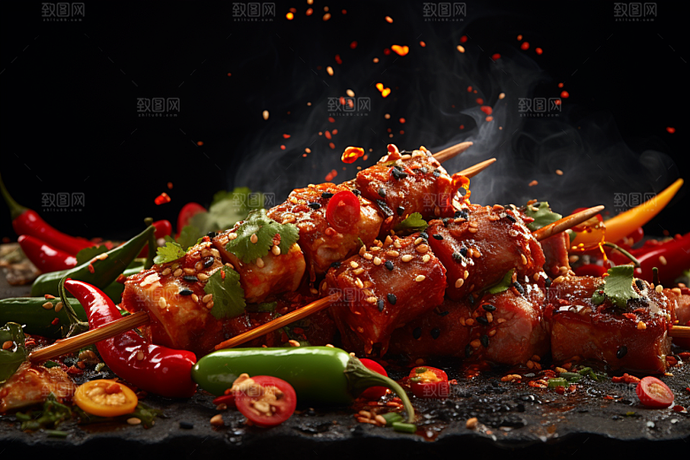 BBQ烧烤火热聚餐摄影图