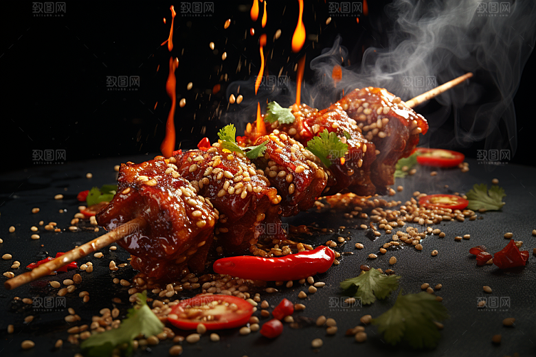 BBQ烧烤火热火辣摄影图