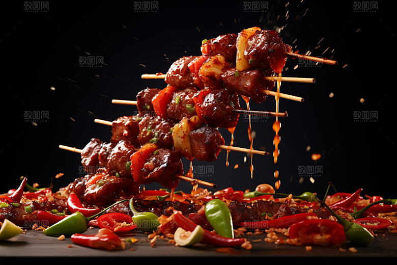 BBQ烧烤火热美味摄影图
