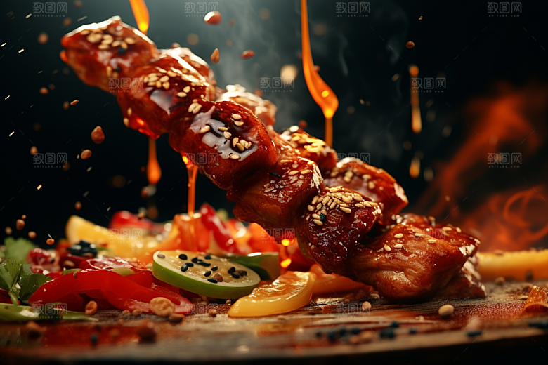 BBQ烧烤聚会火热摄影图