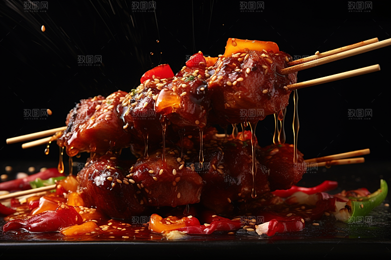 BBQ烧烤烤串聚餐摄影图