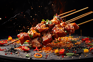 BBQ烧烤聚餐美食摄影图