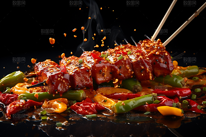 BBQ烧烤聚餐美食摄影图