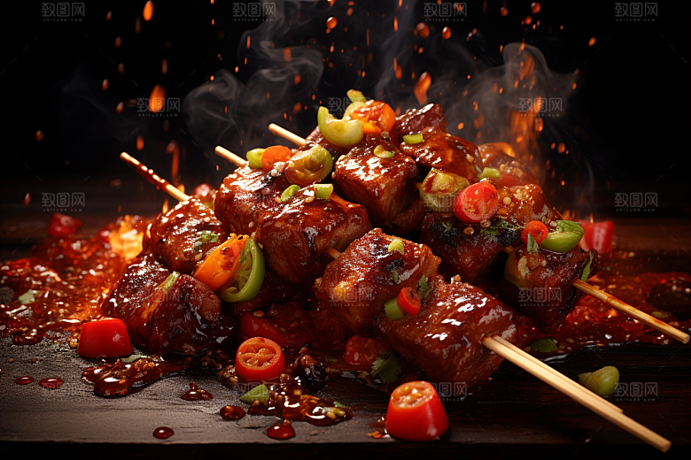 BBQ烧烤广告肉串摄影图