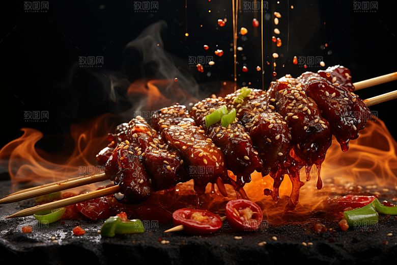 BBQ烧烤肉串聚会摄影图