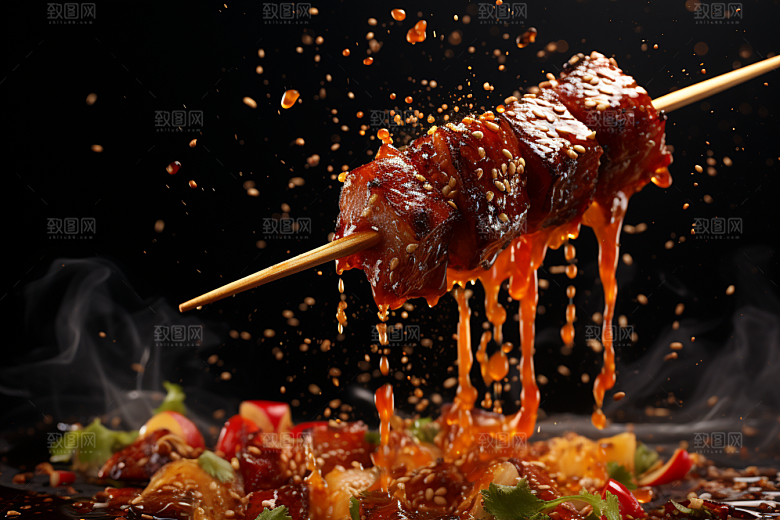 BBQ烧烤聚餐肉串摄影图