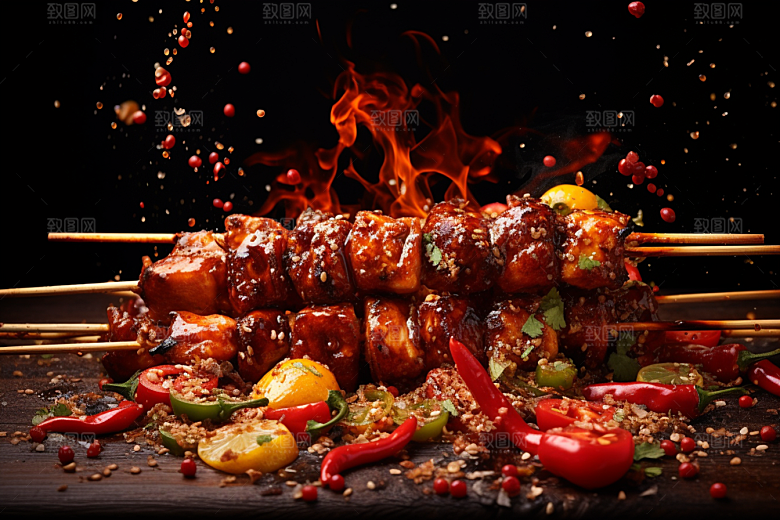 BBQ烧烤聚餐火热摄影图