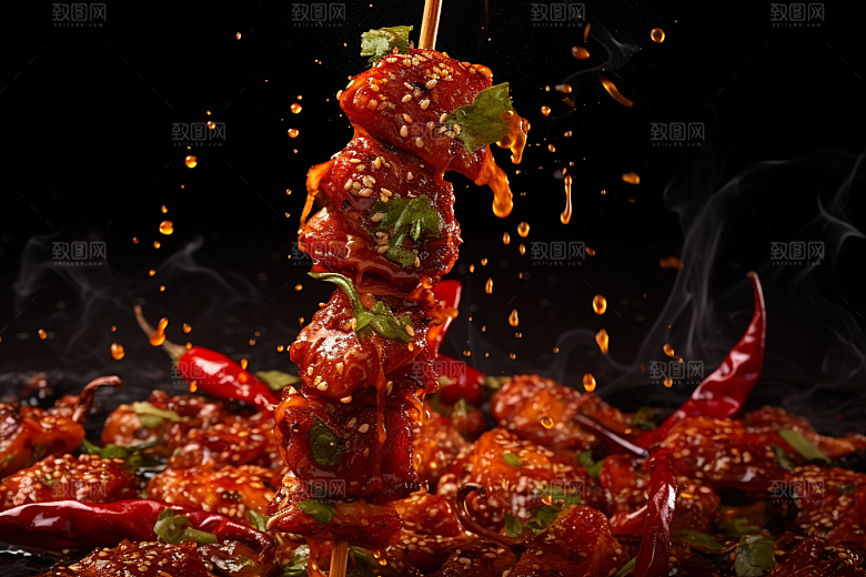BBQ烧烤聚餐美食摄影图