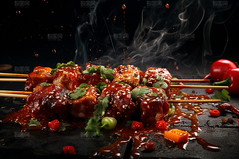 BBQ烧烤聚餐美味摄影图