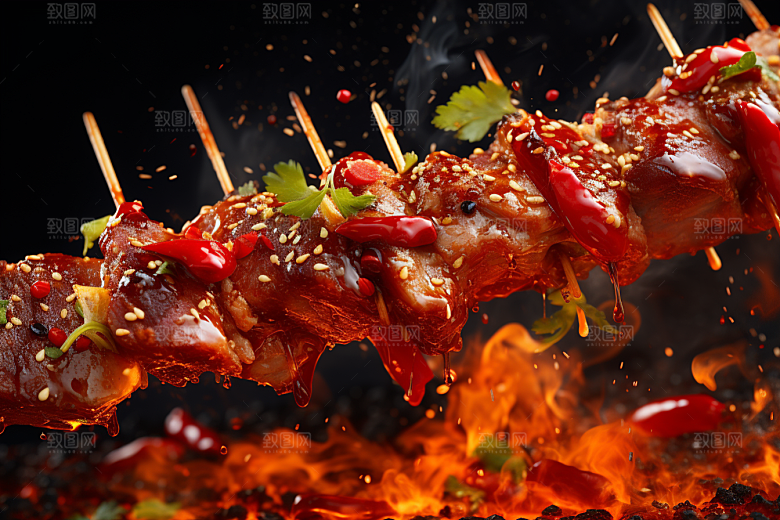 BBQ烧烤聚餐肉串摄影图