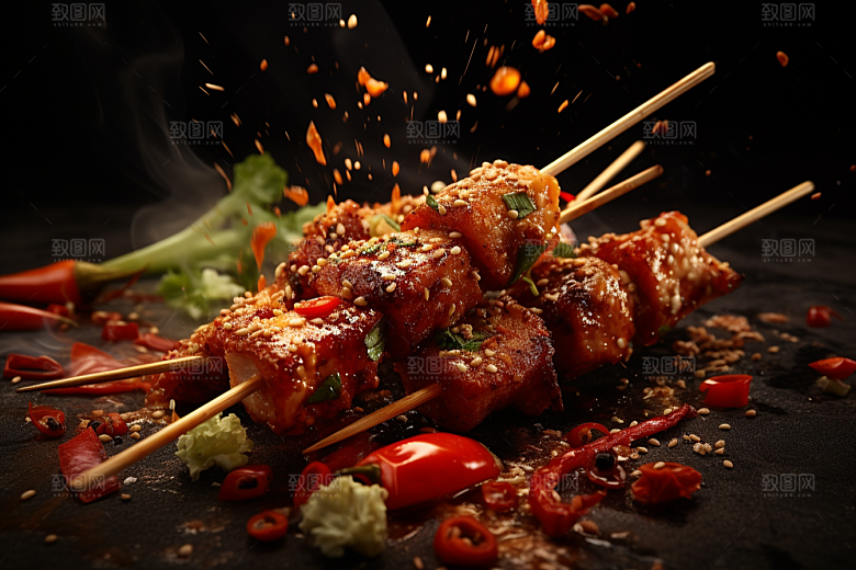 BBQ烧烤美食肉类摄影图