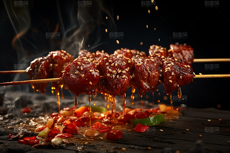 BBQ烧烤肉类火热摄影图