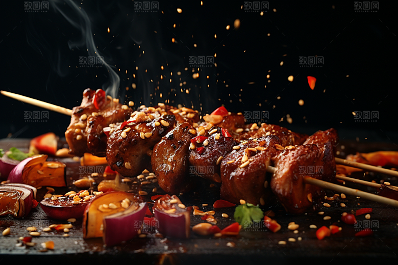 BBQ烧烤高清烤串摄影图