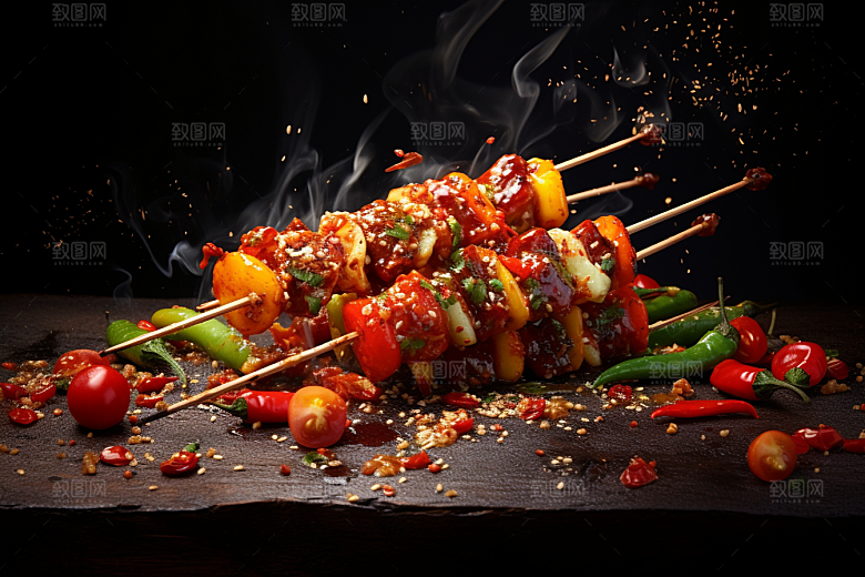 BBQ烧烤肉串广告摄影图