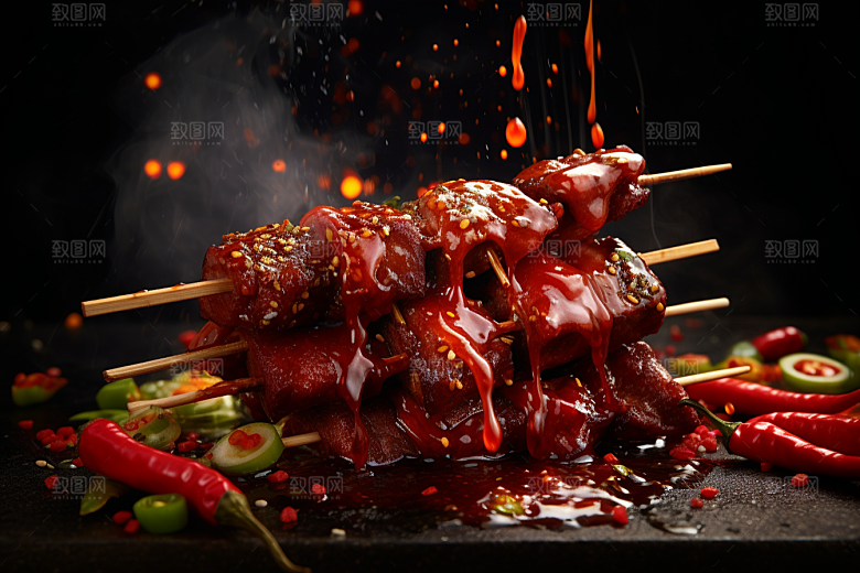 BBQ烧烤聚餐肉食摄影图