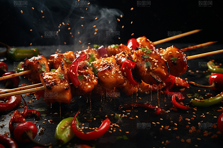 BBQ烧烤美味烤串摄影图
