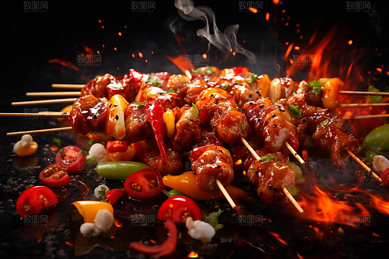 BBQ烧烤肉食聚会摄影图