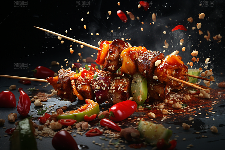 BBQ烧烤美味火热摄影图