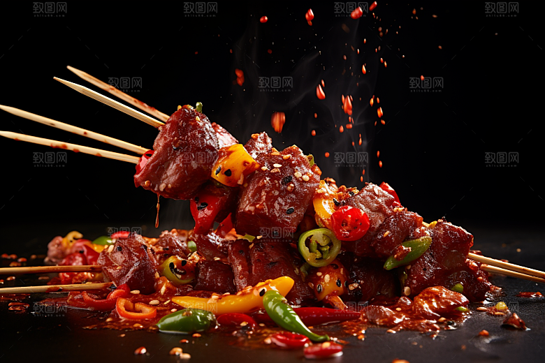 BBQ烧烤烤串美味摄影图