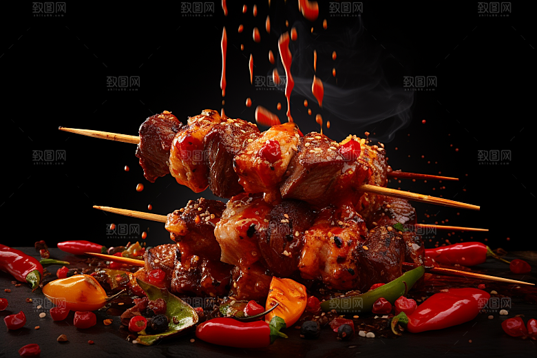 BBQ烧烤肉食聚会摄影图