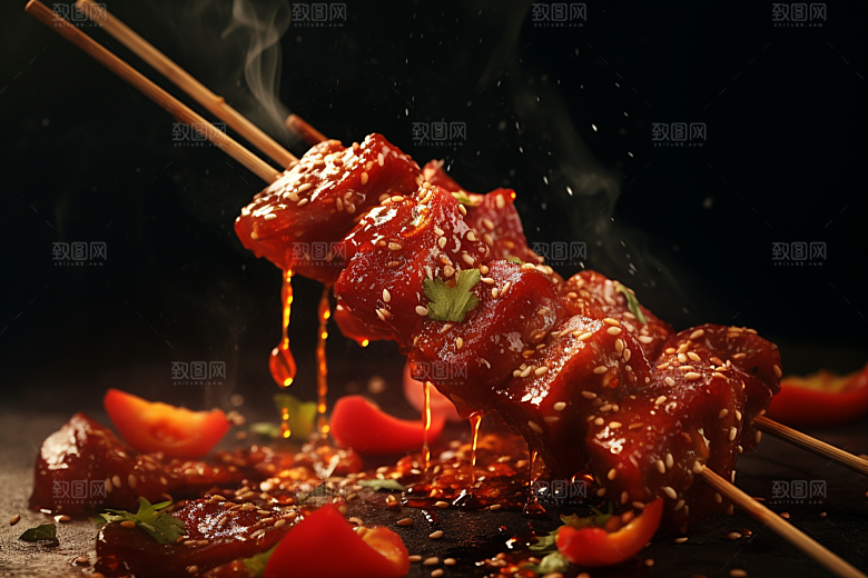 BBQ烧烤美味烤串摄影图